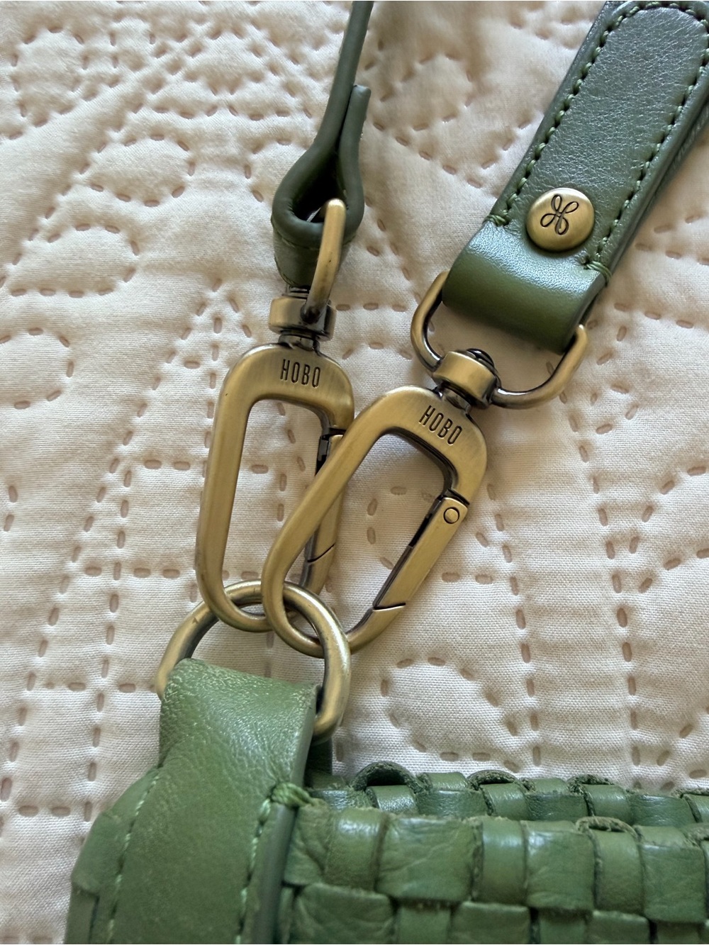 HOBO Woven Leather Crossbody/Shoulder Bag Olive Green - Picture 7 of 12